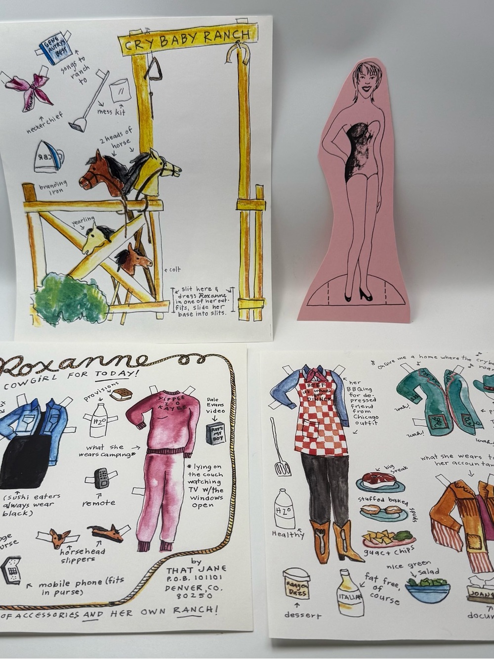 Roxanne Cowgirl Western Paper Doll Lot
Handmade Uncut Sheets 3pg Outfits
Set